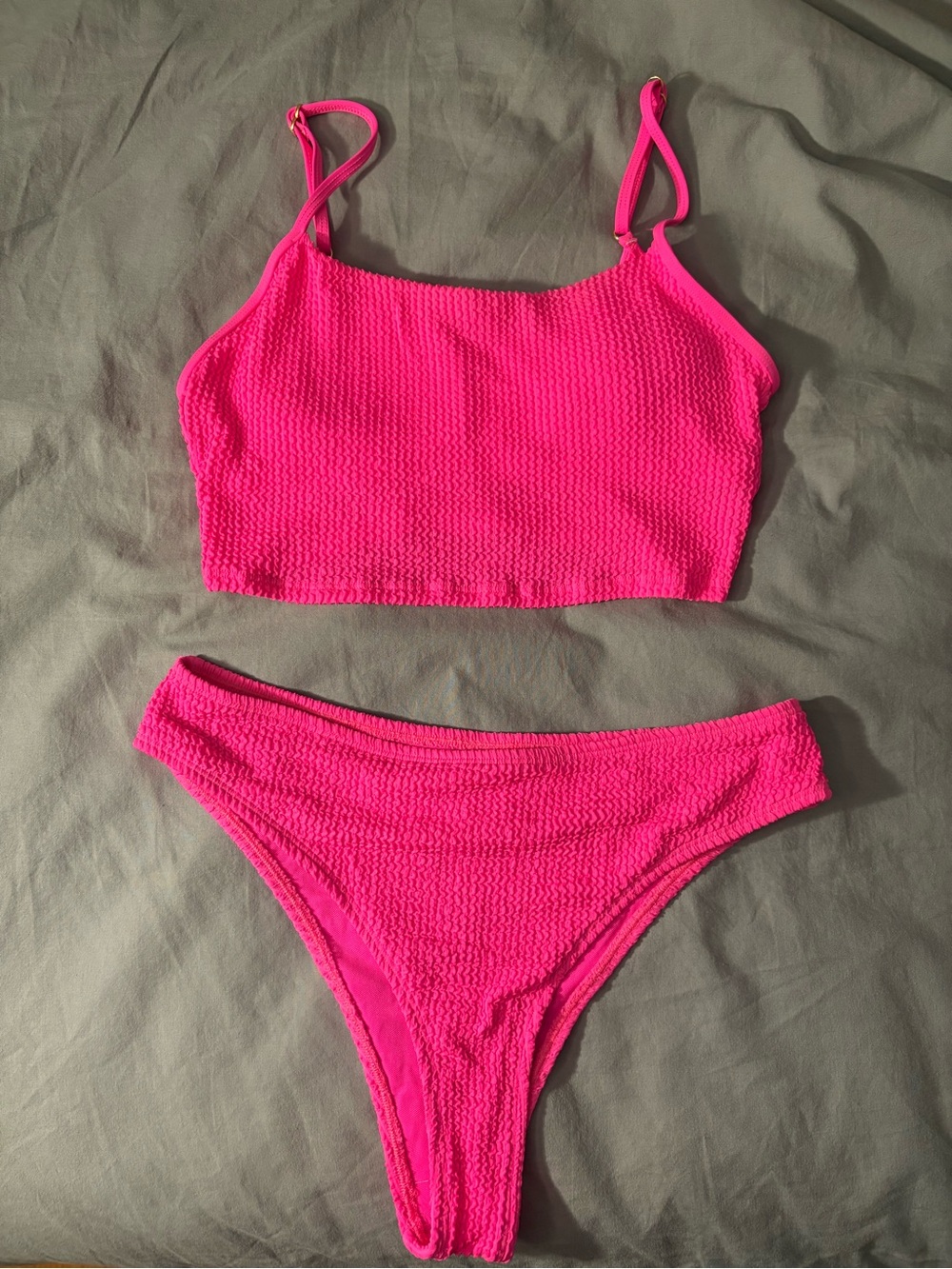 Women’s Hot Pink Textured Bikini Set - Eidon